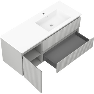 Kúpeľňová skrinka Mexen Rivel 120 cm s umývadlom Otis pravým, 2S, 1D, drážkovaná, šedá/matne biela - 91A23-12047-3-BBFFF62-W18P01