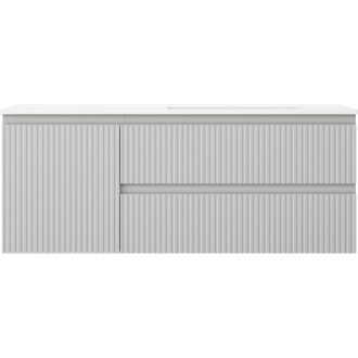 Kúpeľňová skrinka Mexen Rivel 120 cm s umývadlom Otis pravým, 2S, 1D, drážkovaná, šedá/matne biela - 91A23-12047-3-BBFFF62-W18P01