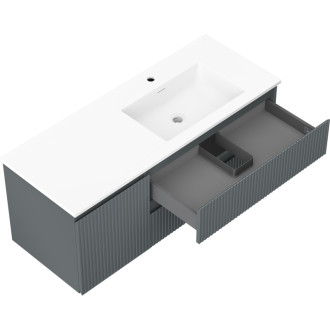 Kúpeľňová skrinka Mexen Rivel 120 cm s umývadlom Otis pravým, 2S, 1D, drážkovaná, grafit/matná biela - 91A23-12047-3-BBFFF66-W18P01