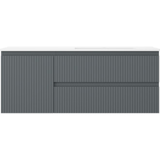 Kúpeľňová skrinka Mexen Rivel 120 cm s umývadlom Otis pravým, 2S, 1D, drážkovaná, grafit/matná biela - 91A23-12047-3-BBFFF66-W18P01