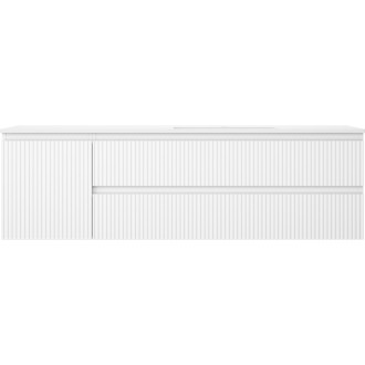 Kúpeľňová skrinka Mexen Rivel 160 cm s umývadlom Otis pravým, 2S, 1D, drážkovaná, matná biela - 91A23-16047-3-BBFFF01-W18P01