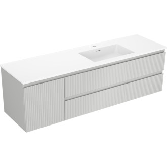 Kúpeľňová skrinka Mexen Rivel 160 cm s umývadlom Otis pravým, 2S, 1D, drážkovaná, šedá/matne biela - 91A23-16047-3-BBFFF62-W18P01