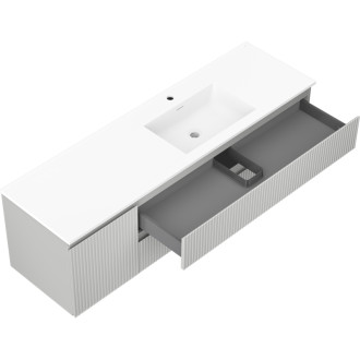 Kúpeľňová skrinka Mexen Rivel 160 cm s umývadlom Otis pravým, 2S, 1D, drážkovaná, šedá/matne biela - 91A23-16047-3-BBFFF62-W18P01