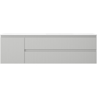 Kúpeľňová skrinka Mexen Rivel 160 cm s umývadlom Otis pravým, 2S, 1D, drážkovaná, šedá/matne biela - 91A23-16047-3-BBFFF62-W18P01