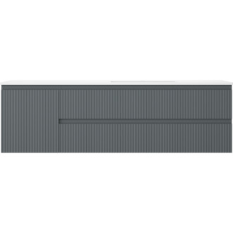 Kúpeľňová skrinka Mexen Rivel 160 cm s umývadlom Otis pravým, 2S, 1D, drážkovaná, grafit/matná biela - 91A23-16047-3-BBFFF66-W18P01