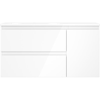 Mexen Orio szafka łazienkowa 90 cm z umywalką Vela lewą, 2S, 1D, biała połysk - 91A13-09047-3-BBFFF00-W23L00