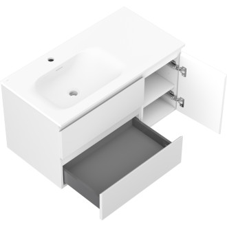 Mexen Orio kúpeľňová skrinka 90 cm s umývadlom Vela ľavým, 2S, 1D, matná biela - 91A13-09047-3-BBFFFF01-W23L01