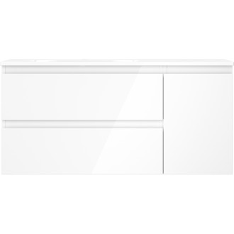 Mexen Orio kúpeľňová skrinka 100 cm s ľavým umývadlom Vela, 2S, 1D, biely lesk - 91A13-10047-3-BBFFF00-W23L00