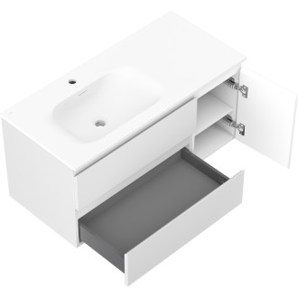 Mexen Orio szafka łazienkowa 100 cm z umywalką Vela lewą, 2S, 1D, biała mat - 91A13-10047-3-BBFFFF01-W23L01