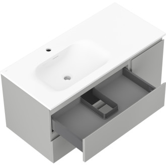 Mexen Orio kúpeľňová skrinka 100 cm s umývadlom Vela ľavým, 2S, 1D, matná šedá/matná biela - 91A13-10047-3-BBFFF62-W23L01