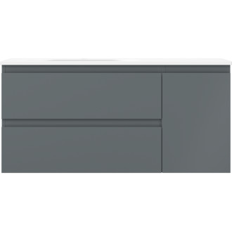 Kúpeľňová skrinka Mexen Orio 100 cm s ľavým umývadlom Vela, 2S, 1D, matný grafit/matná biela - 91A13-10047-3-BBFFF66-W23L01