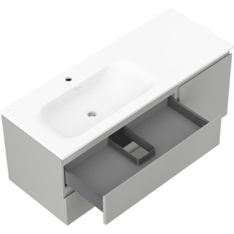 Kúpeľňová skrinka Mexen Orio 120 cm s umývadlom Vela vľavo, 2S, 1D, matná šedá/matná biela - 91A13-12047-3-BBFFF62-W23L01