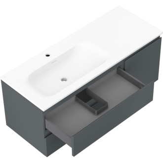 Kúpeľňová skrinka Mexen Orio 120 cm s ľavým umývadlom Vela, 2S, 1D, matný grafit/matná biela - 91A13-12047-3-BBFFF66-W23L01