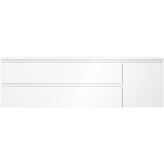 Kúpeľňová skrinka Mexen Orio 160 cm s ľavým umývadlom Vela, 2S, 1D, biely lesk - 91A13-16047-3-BBFFF00-W23L00