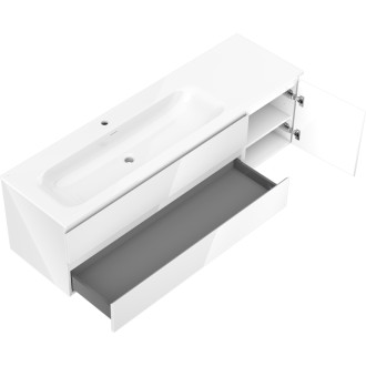 Kúpeľňová skrinka Mexen Orio 160 cm s ľavým umývadlom Vela, 2S, 1D, biely lesk - 91A13-16047-3-BBFFF00-W23L00