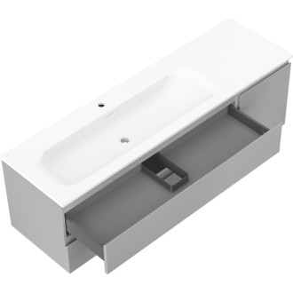 Mexen Orio kúpeľňová skrinka 160 cm s umývadlom Vela ľavým, 2S, 1D, matná šedá/matná biela - 91A13-16047-3-BBFFF62-W23L01