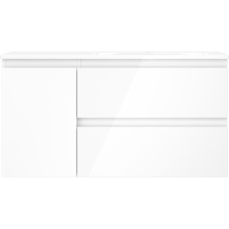 Mexen Orio szafka łazienkowa 90 cm z umywalką Vela prawą, 2S, 1D, biała połysk - 91A13-09047-3-BBFFF00-W23P00