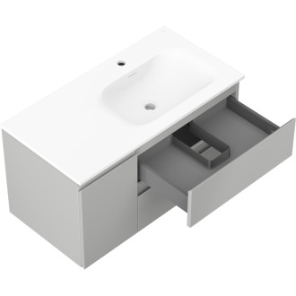 Kúpeľňová skrinka Mexen Orio 90 cm s umývadlom Vela pravá, 2S, 1D, matná šedá/matná biela - 91A13-09047-3-BBFFF62-W23P01