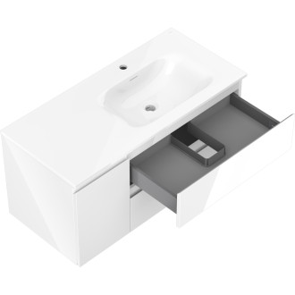 Kúpeľňová skrinka Mexen Orio 100 cm s umývadlom Vela pravá, 2S, 1D, biely lesk - 91A13-10047-3-BBFFF00-W23P00