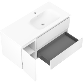 Mexen Orio szafka łazienkowa 100 cm z umywalką Vela prawą, 2S, 1D, biała mat - 91A13-10047-3-BBFFFF01-W23P01