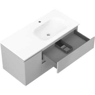 Kúpeľňová skrinka Mexen Orio 100 cm s umývadlom Vela pravá, 2S, 1D, matná šedá/matná biela - 91A13-10047-3-BBFFF62-W23P01