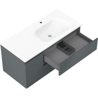 Kúpeľňová skrinka Mexen Orio 100 cm s umývadlom Vela pravá, 2S, 1D, grafit matný/biela matná - 91A13-10047-3-BBFFF66-W23P01