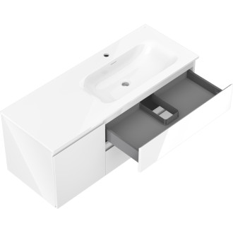 Mexen Orio szafka łazienkowa 120 cm z umywalką Vela prawą, 2S, 1D, biała połysk - 91A13-12047-3-BBFFF00-W23P00