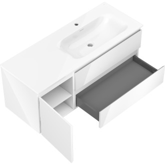 Mexen Orio szafka łazienkowa 120 cm z umywalką Vela prawą, 2S, 1D, biała połysk - 91A13-12047-3-BBFFF00-W23P00