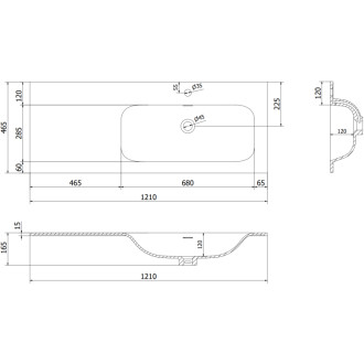 Kúpeľňová skrinka Mexen Orio 120 cm s umývadlom Vela pravá, 2S, 1D, matná biela - 91A13-12047-3-BBFFFF01-W23P01