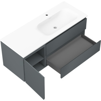 Kúpeľňová skrinka Mexen Orio 120 cm s umývadlom Vela pravá, 2S, 1D, grafit matný/biela matná - 91A13-12047-3-BBFFF66-W23P01