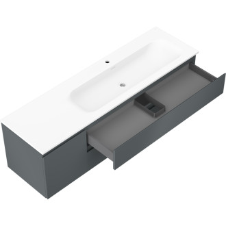 Kúpeľňová skrinka Mexen Orio 160 cm s umývadlom Vela pravá, 2S, 1D, grafit matný/biela matná - 91A13-16047-3-BBFFF66-W23P01