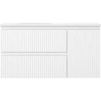 Mexen Rivel kúpeľňová skrinka 90 cm s umývadlom Vela ľavým, 2S, 1D, drážkovaná, matná biela - 91A23-09047-3-BBFFF01-W23L01