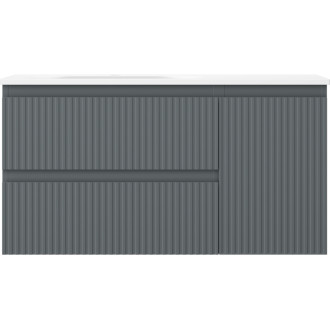 Kúpeľňová skrinka Mexen Rivel 90 cm s umývadlom Vela ľavým, 2S, 1D, drážkovaná, grafit matný/biela matná - 91A23-09047-3-BBFFF66-W23L01