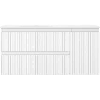 Mexen Rivel szafka łazienkowa 100 cm z umywalką Vela lewą, 2S, 1D, ryflowana, biała mat - 91A23-10047-3-BBFFF01-W23L01