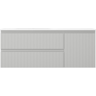 Mexen Rivel kúpeľňová skrinka 120 cm s umývadlom Vela ľavým, 2S, 1D, drážkovaná, matná šedá/matná biela - 91A23-12047-3-BBFFF62-W23L01