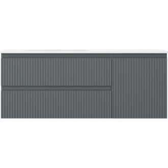 Mexen Rivel kúpeľňová skrinka 120 cm s umývadlom Vela ľavým, 2S, 1D, drážkovaná, grafit/matná biela - 91A23-12047-3-BBFFF66-W23L01