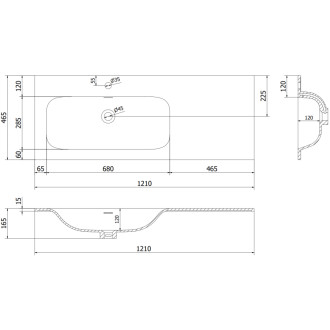 Mexen Rivel kúpeľňová skrinka 120 cm s umývadlom Vela ľavým, 2S, 1D, drážkovaná, grafit/matná biela - 91A23-12047-3-BBFFF66-W23L01