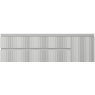 Mexen Rivel kúpeľňová skrinka 160 cm s umývadlom Vela ľavým, 2S, 1D, drážkovaná, matná šedá/matná biela - 91A23-16047-3-BBFFF62-W23L01