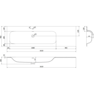 Mexen Rivel kúpeľňová skrinka 160 cm s umývadlom Vela ľavým, 2S, 1D, drážkovaná, grafit/matná biela - 91A23-16047-3-BBFFF66-W23L01
