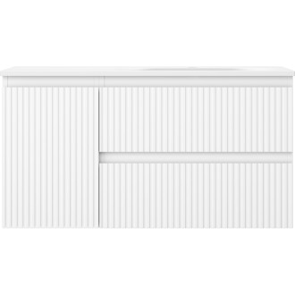 Mexen Rivel kúpeľňová skrinka 90 cm s umývadlom Vela pravá, 2S, 1D, drážkovaná, matná biela - 91A23-09047-3-BBFFF01-W23P01