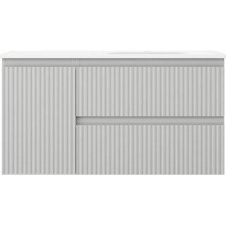 Kúpeľňová skrinka Mexen Rivel 90 cm s umývadlom Vela pravá, 2S, 1D, drážkovaná, matná šedá/matná biela - 91A23-09047-3-BBFFF62-W23P01