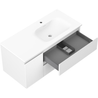 Mexen Rivel szafka łazienkowa 100 cm z umywalką Vela prawą, 2S, 1D, ryflowana, biała mat - 91A23-10047-3-BBFFF01-W23P01