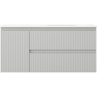 Mexen Rivel kúpeľňová skrinka 100 cm s umývadlom Vela pravá, 2S, 1D, drážkovaná, šedá/matne biela - 91A23-10047-3-BBFFF62-W23P01