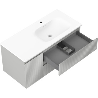 Mexen Rivel kúpeľňová skrinka 100 cm s umývadlom Vela pravá, 2S, 1D, drážkovaná, šedá/matne biela - 91A23-10047-3-BBFFF62-W23P01