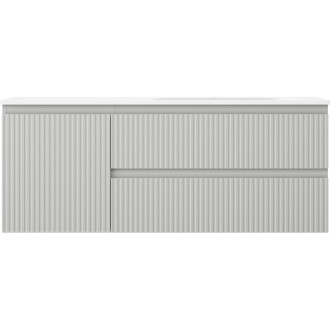 Mexen Rivel kúpeľňová skrinka 120 cm s umývadlom Vela pravá, 2S, 1D, drážkovaná, šedá/matne biela - 91A23-12047-3-BBFFF62-W23P01