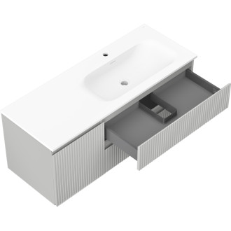 Mexen Rivel kúpeľňová skrinka 120 cm s umývadlom Vela pravá, 2S, 1D, drážkovaná, šedá/matne biela - 91A23-12047-3-BBFFF62-W23P01