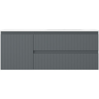 Mexen Rivel kúpeľňová skrinka 120 cm s umývadlom Vela pravá, 2S, 1D, drážkovaná, grafit/matná biela - 91A23-12047-3-BBFFF66-W23P01