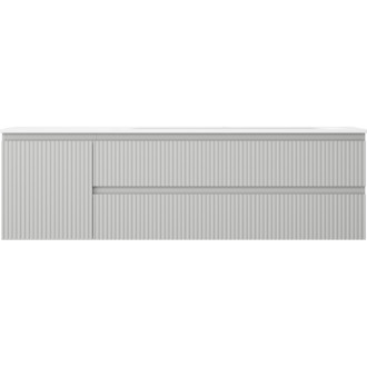 Mexen Rivel kúpeľňová skrinka 160 cm s umývadlom Vela pravá, 2S, 1D, drážkovaná, šedá/matne biela - 91A23-16047-3-BBFFF62-W23P01