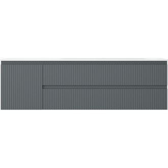 Mexen Rivel kúpeľňová skrinka 160 cm s umývadlom Vela pravá, 2S, 1D, drážkovaná, grafit/matná biela - 91A23-16047-3-BBFFF66-W23P01