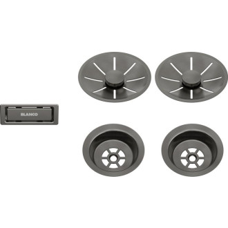 Blanco Odtoková sada s přepadem pro dvoudřez příslušenství Satin Dark Steel 206901